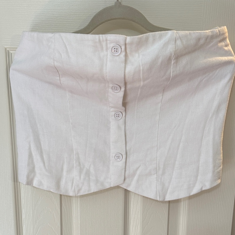 Abercrombie & Fitch Cream Button-Front Tube Top